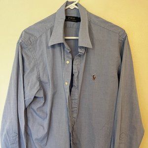 Polo Dress Shirt Blue Size 17 34/35